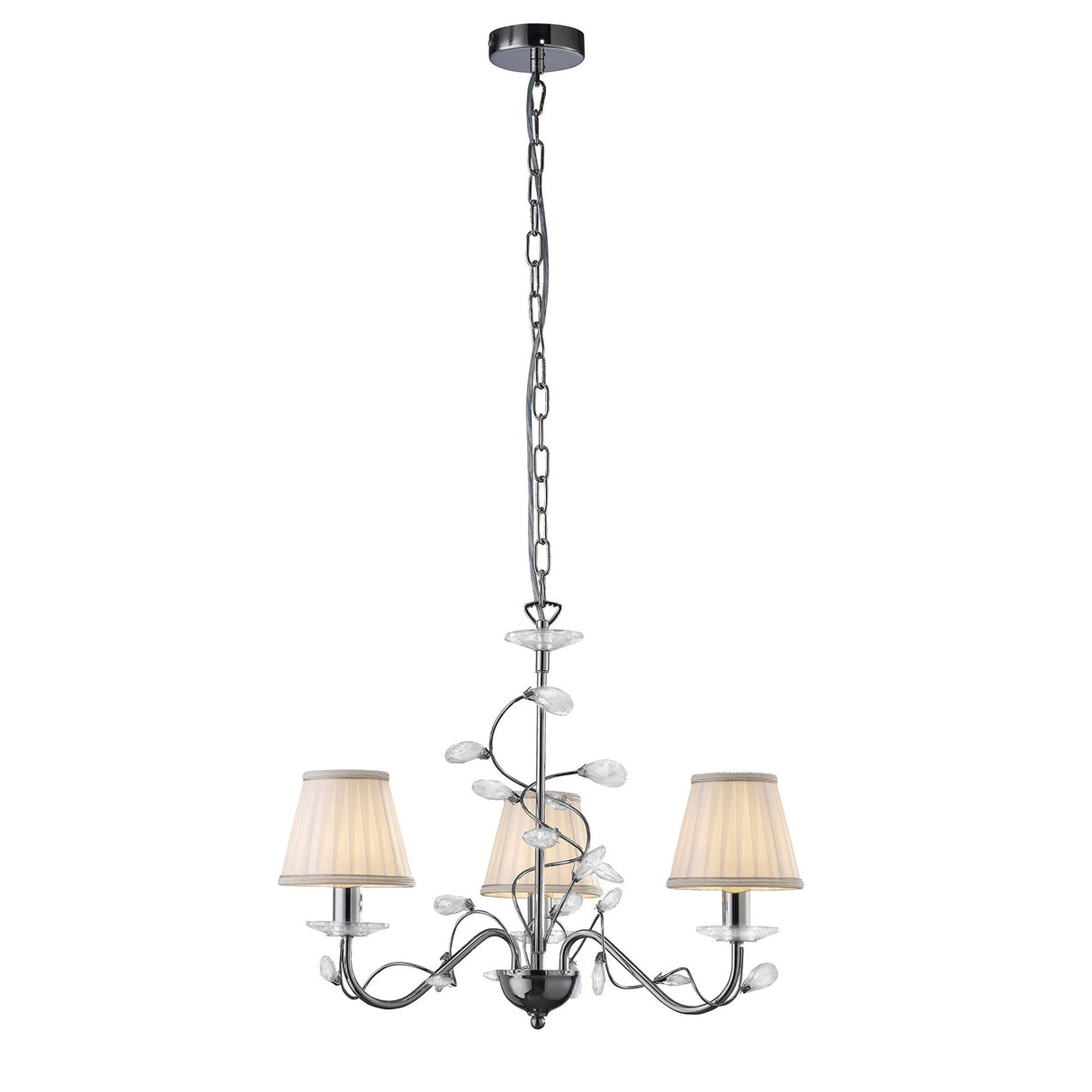 Willow 3 Light Crystal Chandelier - Polished Chrome (Without Shade)