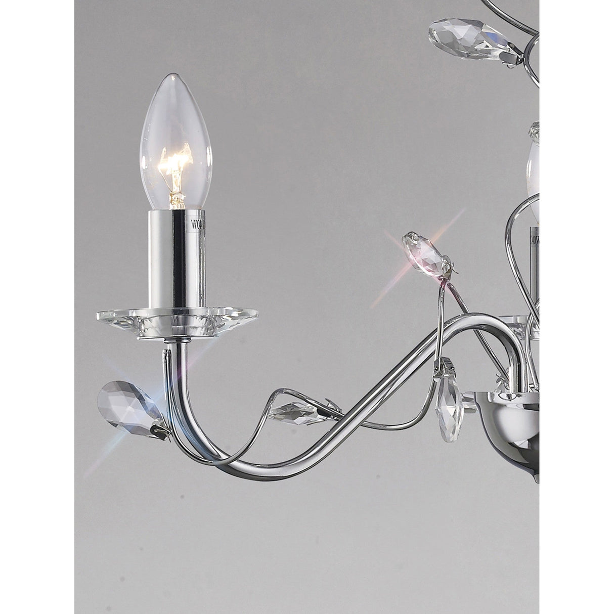 Willow 3 Light Crystal Chandelier - Polished Chrome (Without Shade)