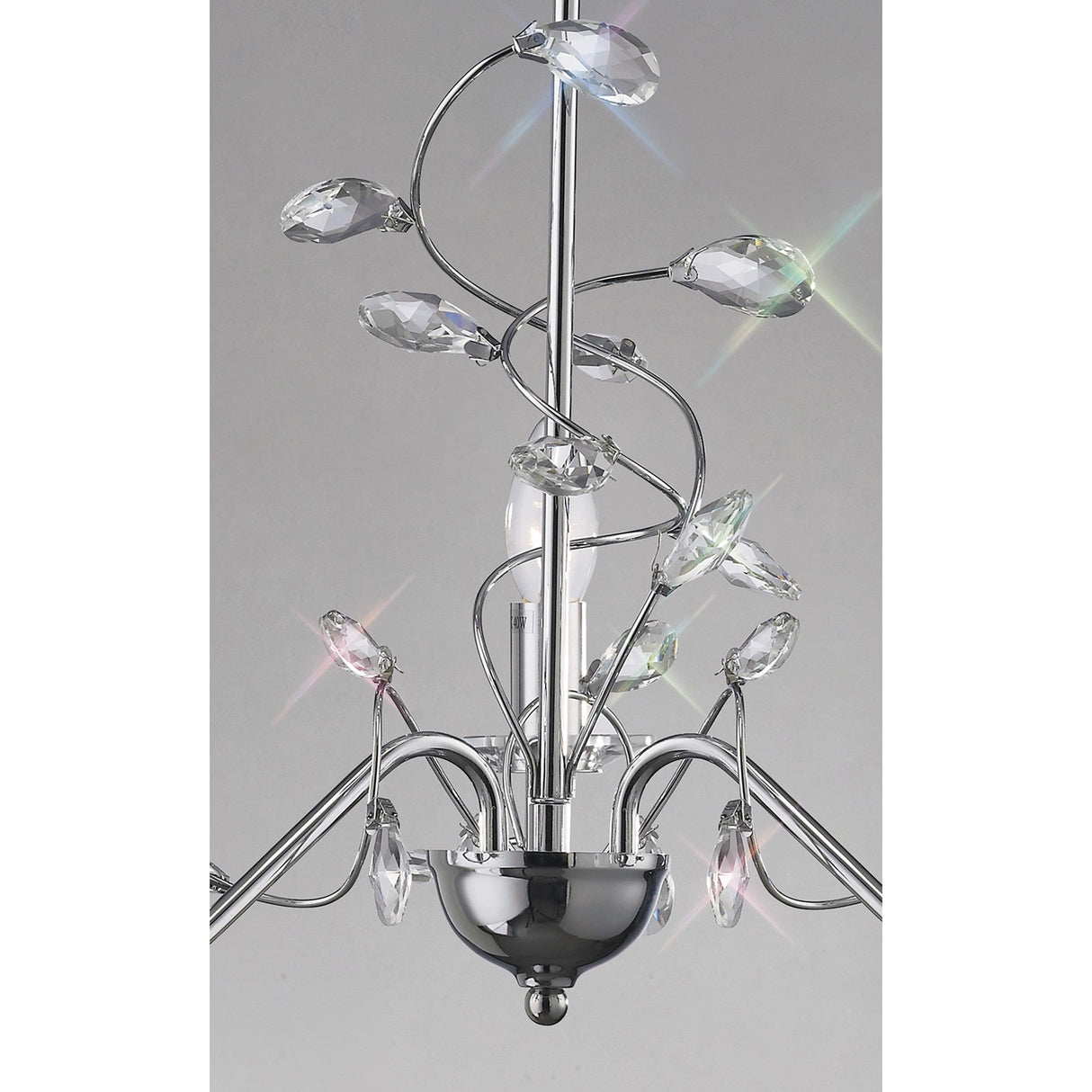 Willow 3 Light Crystal Chandelier - Polished Chrome (Without Shade)
