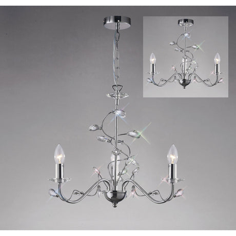 Willow 3 Light Crystal Chandelier - Polished Chrome (Without Shade)