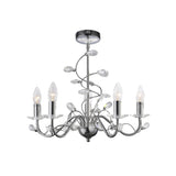 Willow 5 Light Crystal Chandelier - Polished Chrome (Without Shade)