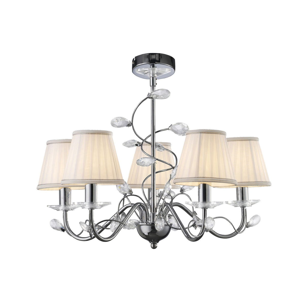 Willow 5 Light Crystal Chandelier - Polished Chrome (Without Shade)