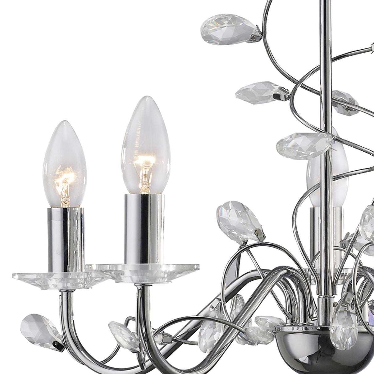 Willow 5 Light Crystal Chandelier - Polished Chrome (Without Shade)