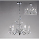 Willow 5 Light Crystal Chandelier - Polished Chrome (Without Shade)