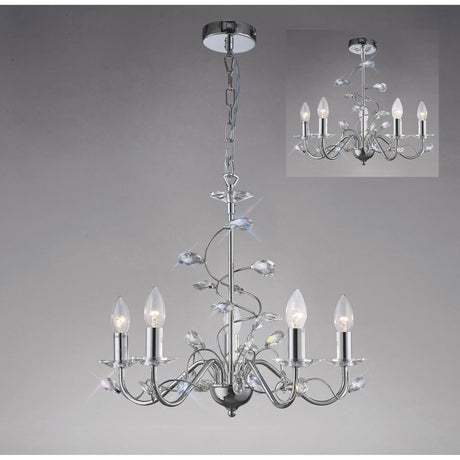 Willow 5 Light Crystal Chandelier - Polished Chrome (Without Shade)