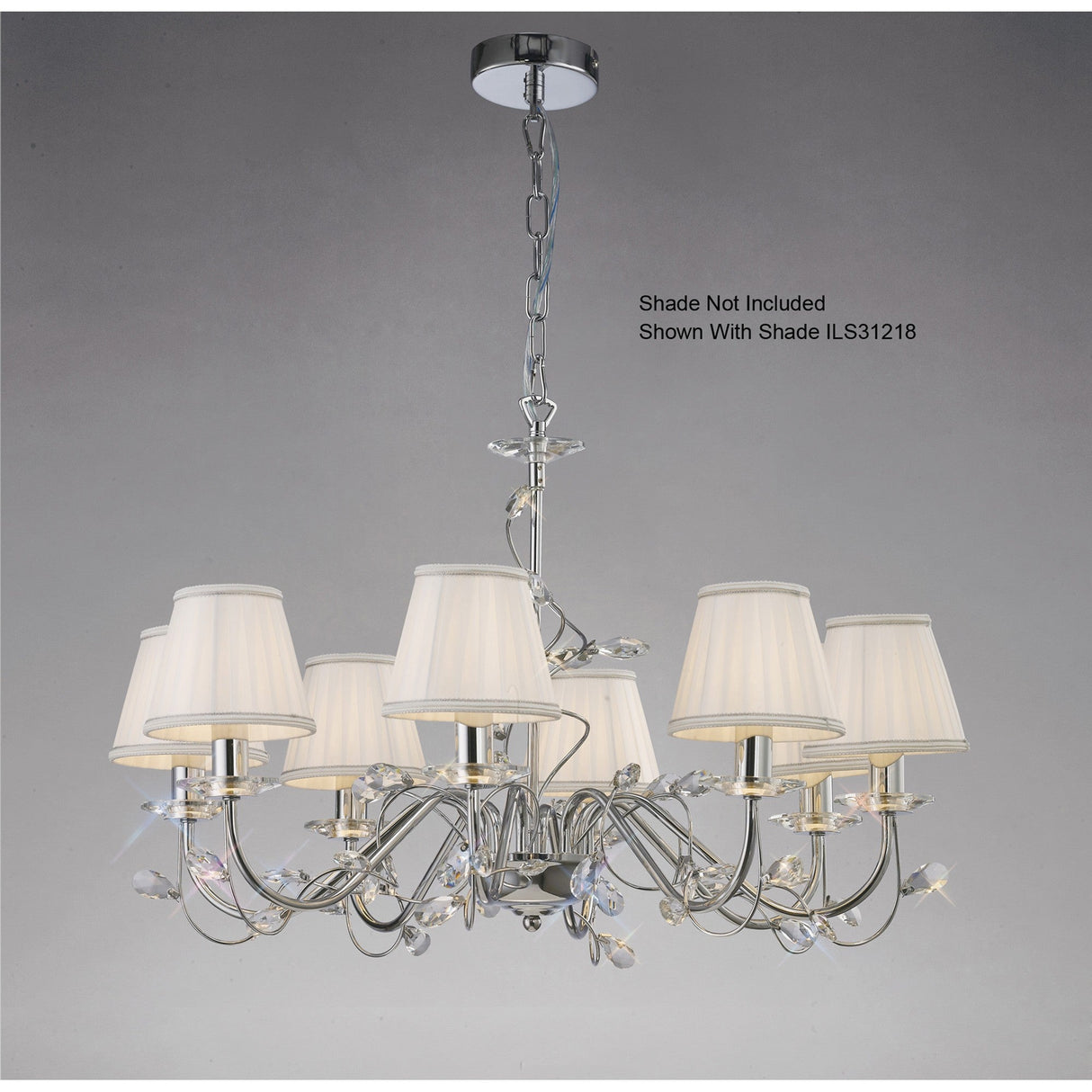 Willow 8 Light Crystal Chandelier - Polished Chrome (Without Shade)