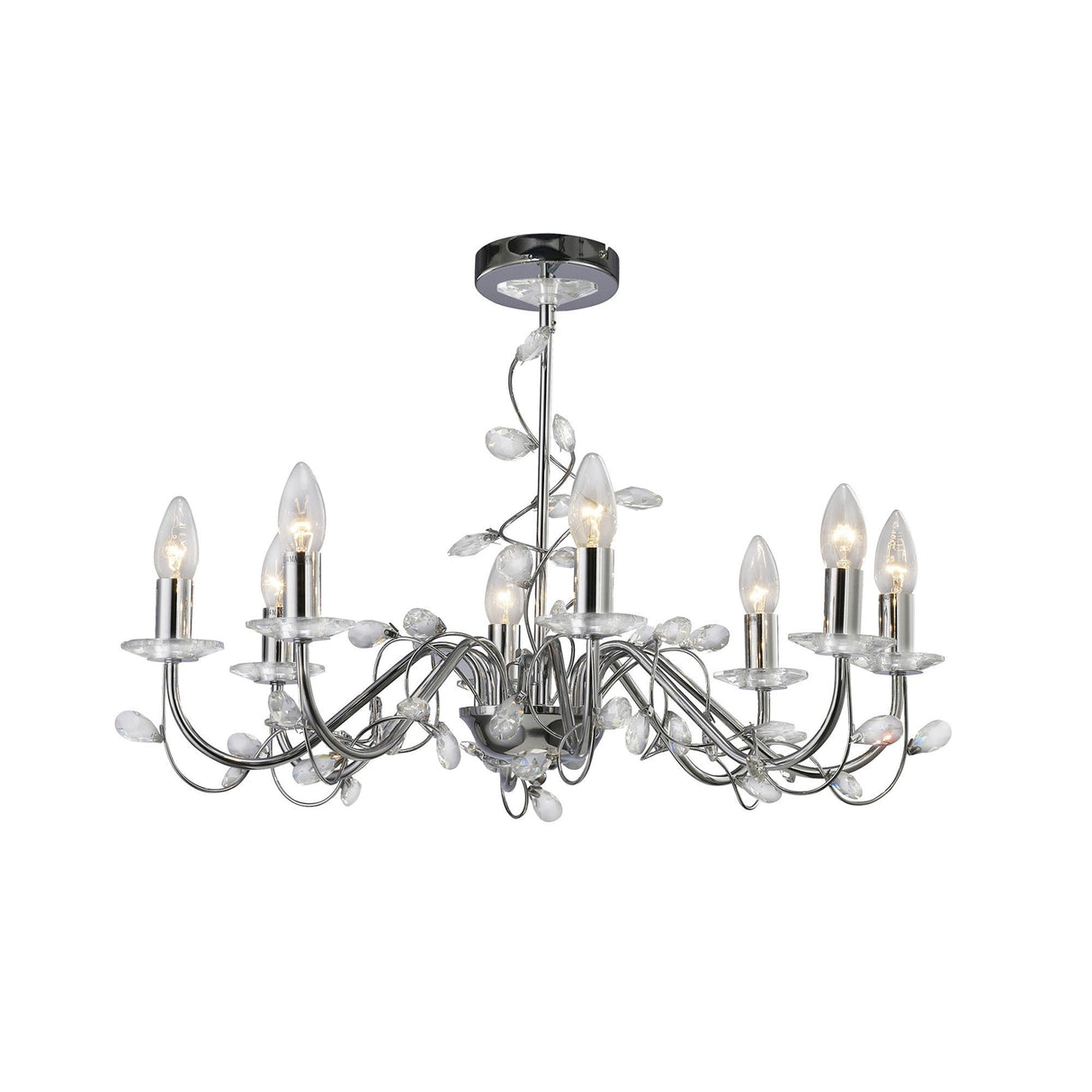Willow 8 Light Crystal Chandelier - Polished Chrome (Without Shade)