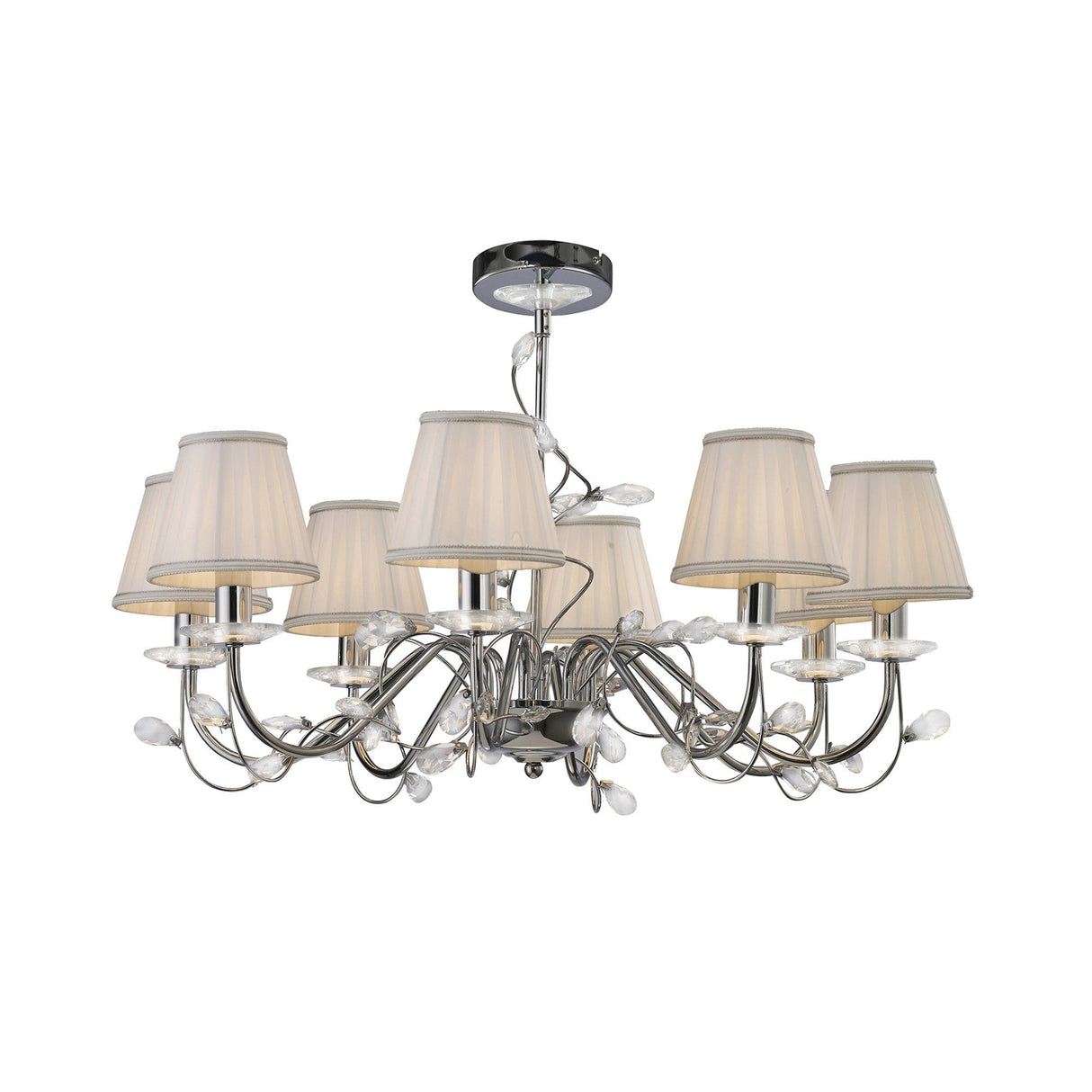 Willow 8 Light Crystal Chandelier - Polished Chrome (Without Shade)