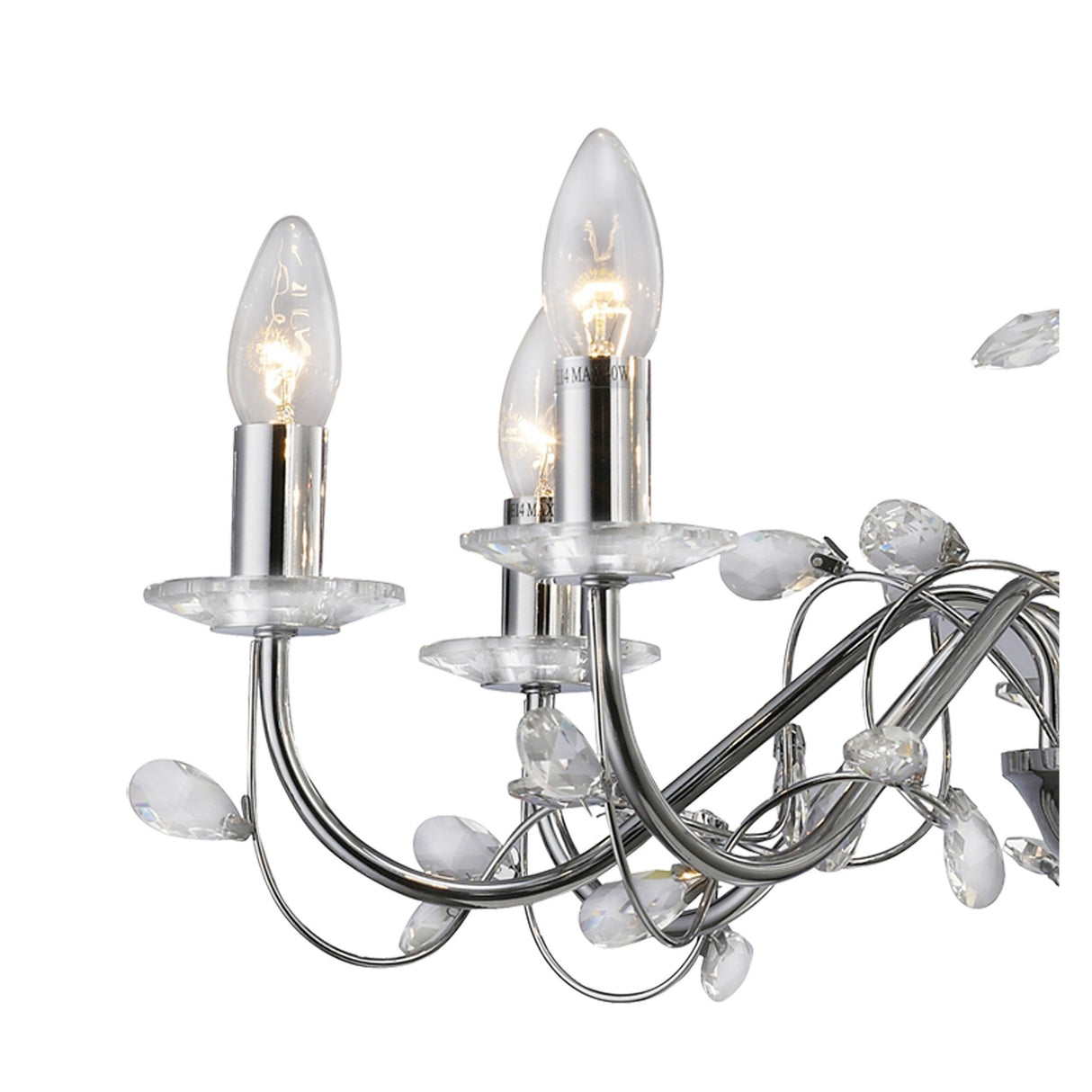 Willow 8 Light Crystal Chandelier - Polished Chrome (Without Shade)
