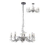 Willow 8 Light Crystal Chandelier - Polished Chrome (Without Shade)