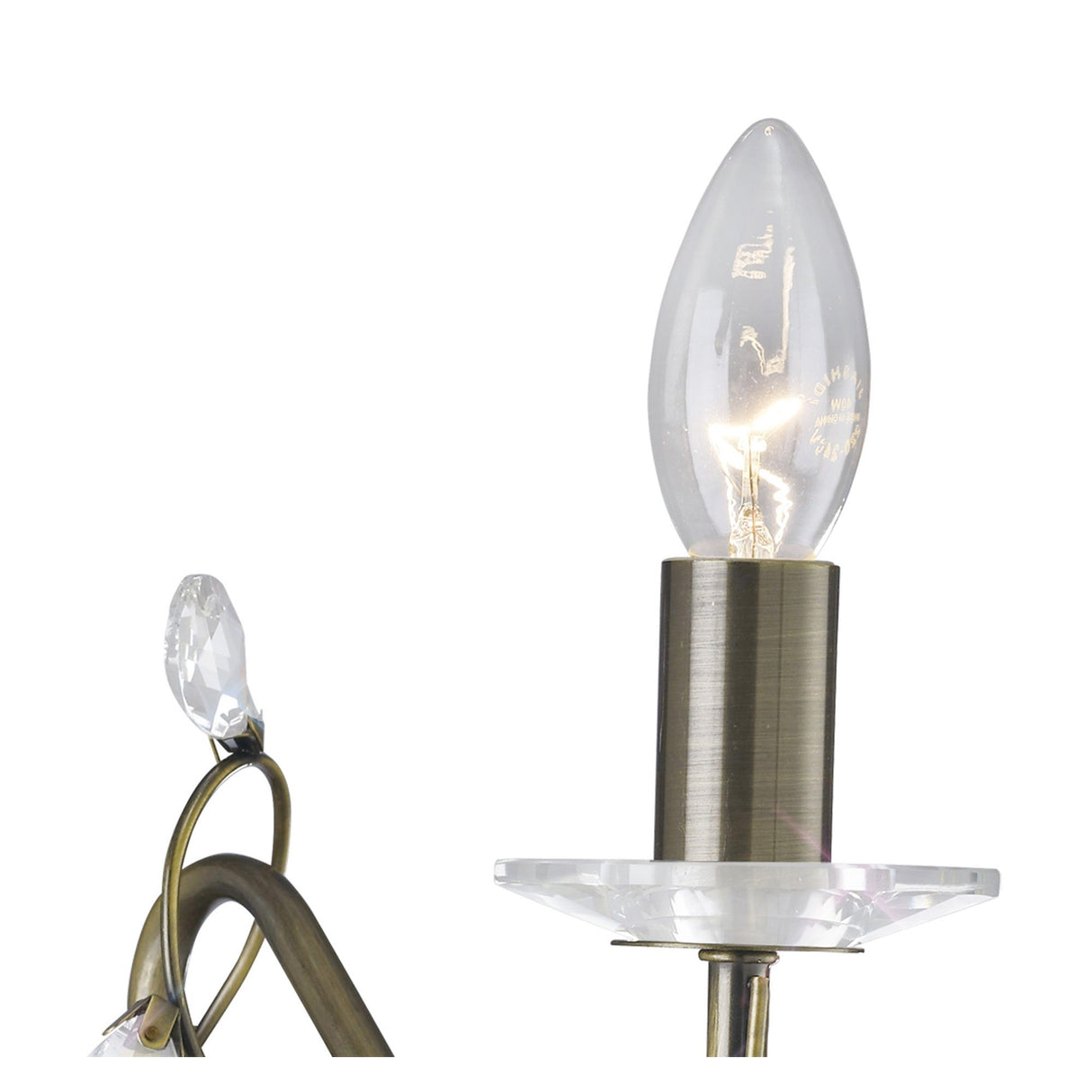 Willow 1 Light Crystal Wall Light - Brass (Without Shade)
