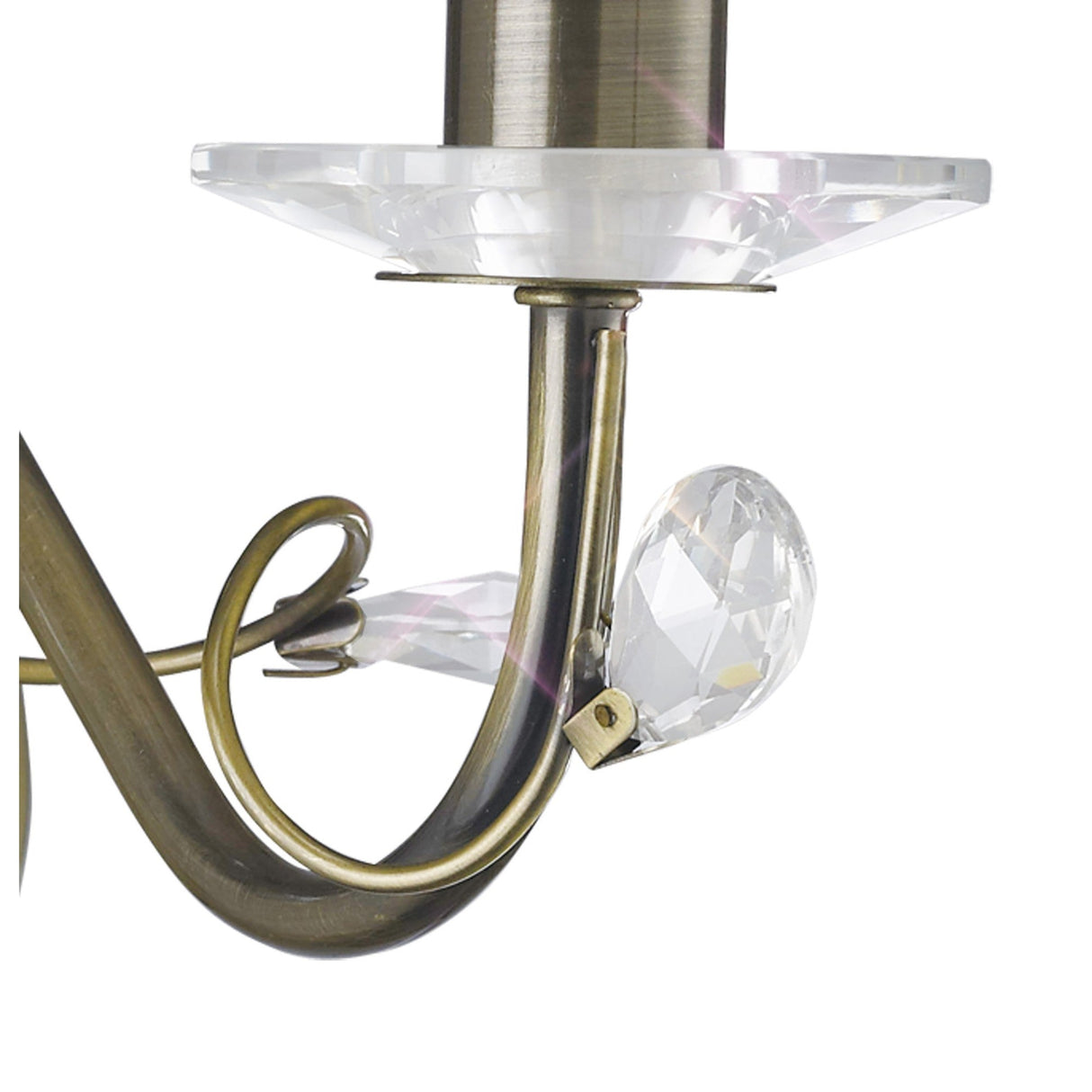 Willow 1 Light Crystal Wall Light - Brass (Without Shade)