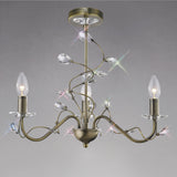 Willow 3 Light Crystal Chandelier - Antique Brass (Without Shade)