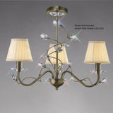Willow 3 Light Crystal Chandelier - Antique Brass (Without Shade)