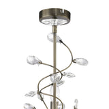 Willow 3 Light Crystal Chandelier - Antique Brass (Without Shade)