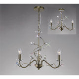 Willow 3 Light Crystal Chandelier - Antique Brass (Without Shade)