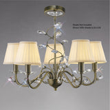 Willow 5 Light Crystal Chandelier - Antique Brass (Without Shade)