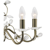 Willow 5 Light Crystal Chandelier - Antique Brass (Without Shade)