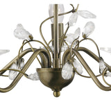Willow 5 Light Crystal Chandelier - Antique Brass (Without Shade)