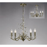 Willow 5 Light Crystal Chandelier - Antique Brass (Without Shade)