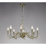 Willow 8 Light Crystal Chandelier - Antique Brass (Without Shade)