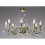 Willow 8 Light Crystal Chandelier - Antique Brass (Without Shade)
