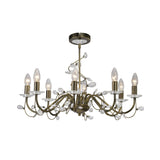 Willow 8 Light Crystal Chandelier - Antique Brass (Without Shade)