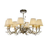 Willow 8 Light Crystal Chandelier - Antique Brass (Without Shade)