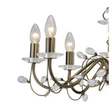 Willow 8 Light Crystal Chandelier - Antique Brass (Without Shade)