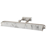 Introducing the Winchfield 4 Light Large Picture Light, designed with a modern touch featuring a sleek, rectangular shape. Its white marble effect shade and polished nickel frame make it the perfect choice for illuminating your artwork or photos.