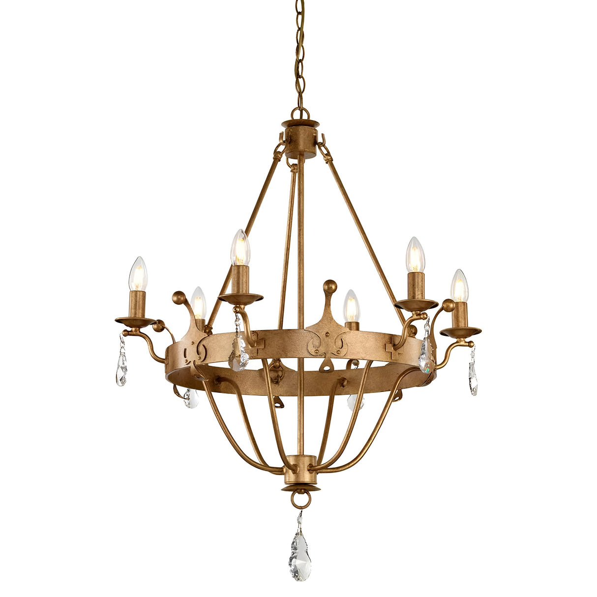 Windsor 6 Light Chandelier - Gold Patina