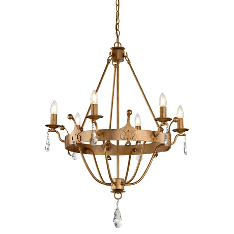 Windsor 6 Light Chandelier - Gold Patina