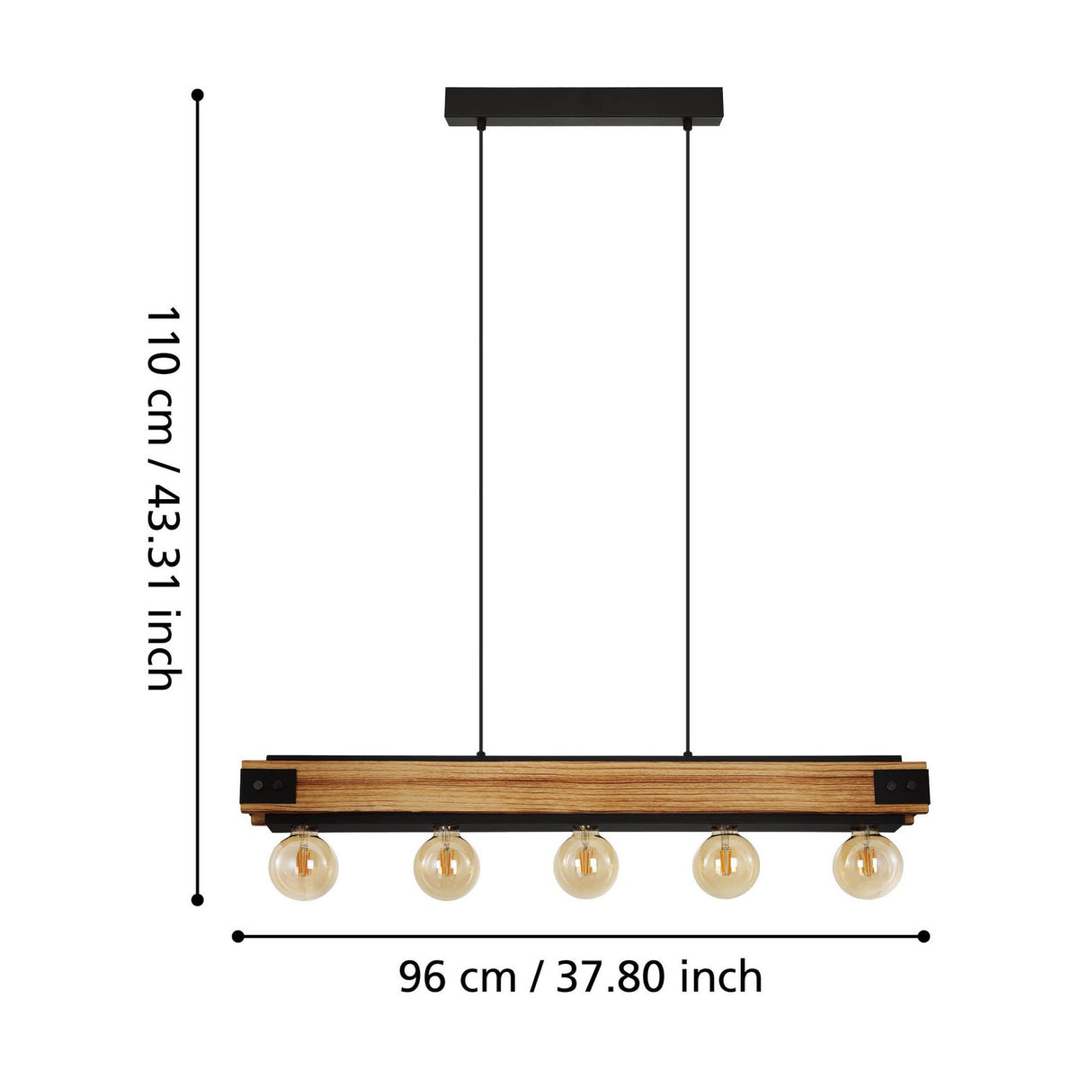 Wiressa Linear Pendant Light - Brown & Black