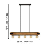 Wiressa Linear Pendant Light - Brown & Black