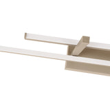 Close-up of the Wirmane LED flush ceiling light in sand, showing two slim parallel bars with white diffusers mounted on a rectangular ceiling plate against a plain white background.