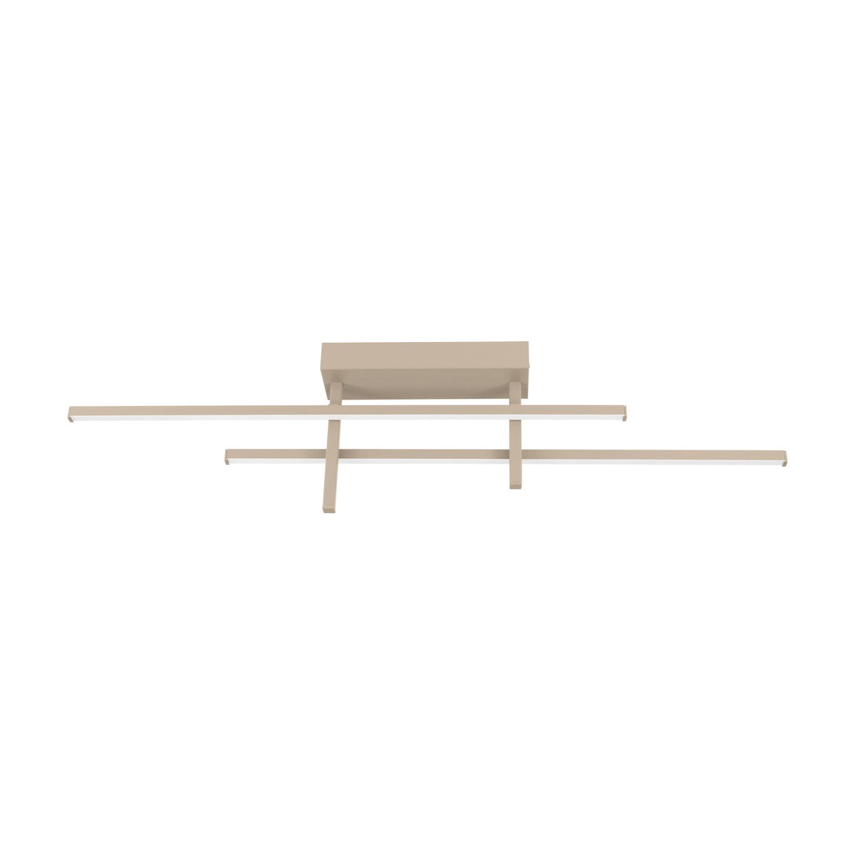 Wirmane LED Flush Ceiling Light in sand, featuring two slim parallel bars with white diffusers on short stems below a rectangular ceiling plate, shown on a plain white background.