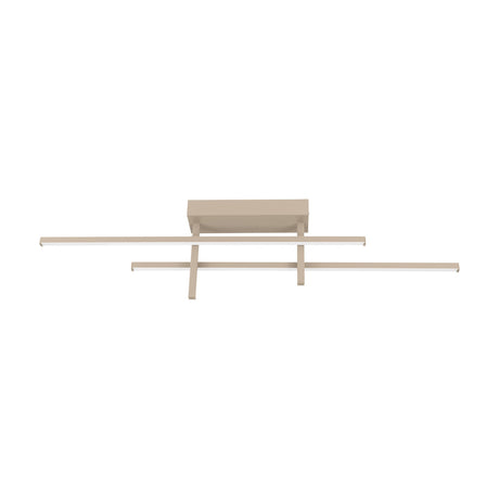 Wirmane LED Flush Ceiling Light in sand, featuring two slim parallel bars with white diffusers on short stems below a rectangular ceiling plate, shown on a plain white background.