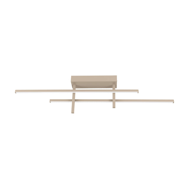 Wirmane LED Flush Ceiling Light in sand, featuring two slim parallel bars with white diffusers on short stems below a rectangular ceiling plate, shown on a plain white background.