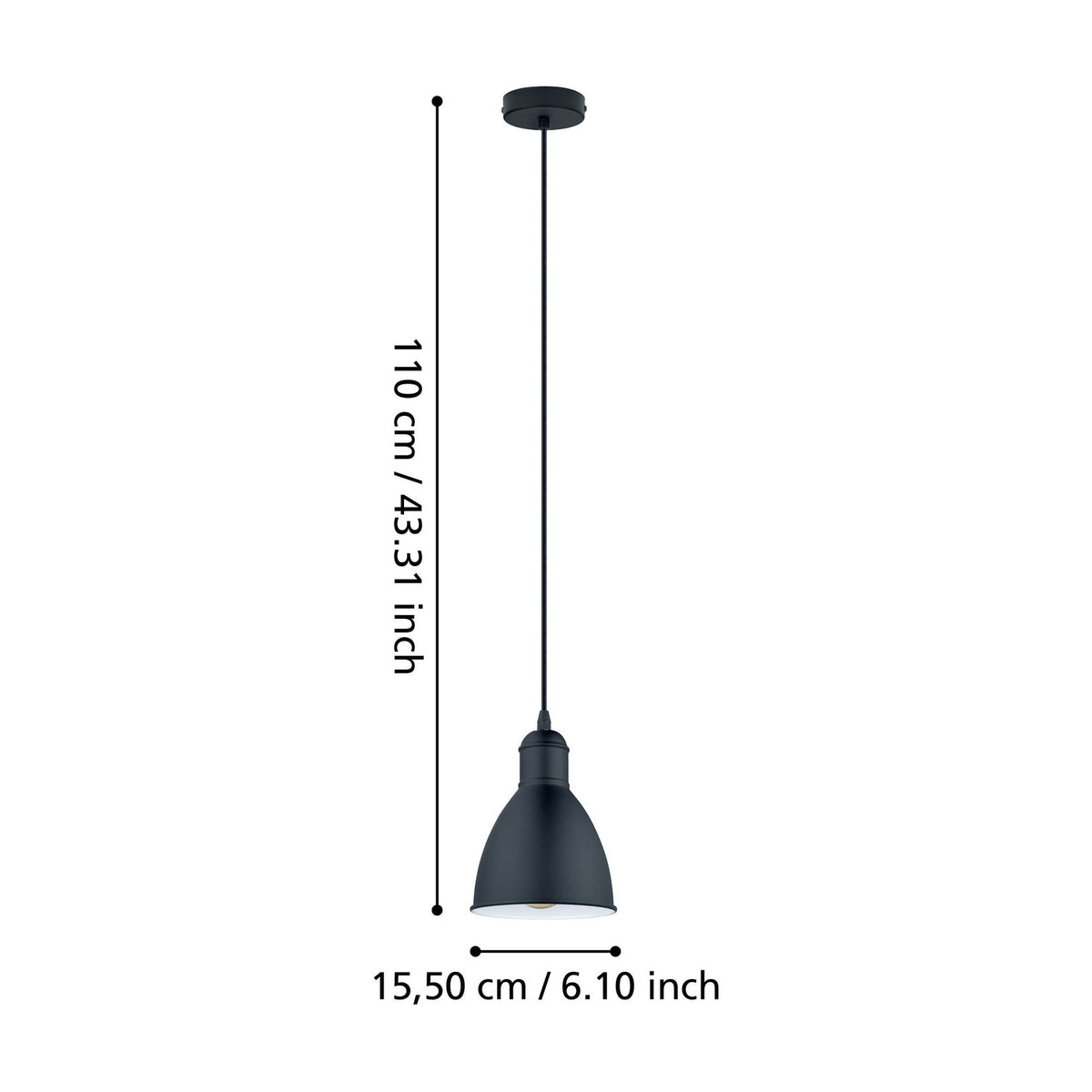 Wirnorne Pendant Light 15.5cm - Black & White