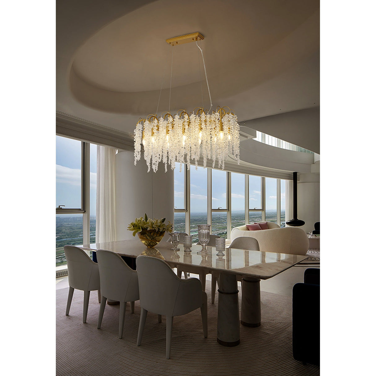 Wisteria 12 Light Crystal Linear Suspension Light - French Gold