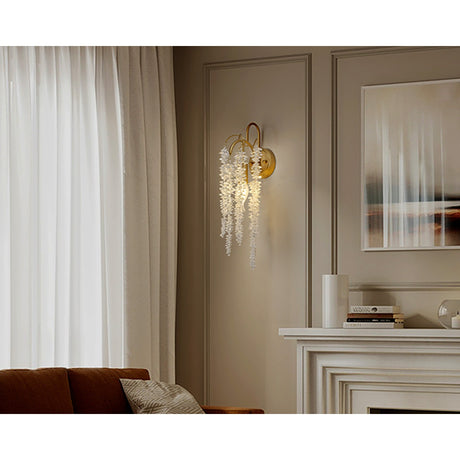 Wisteria 1 Light Crystal Wall Light - French Gold