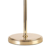 A close-up of the Wisteria 3 Light Table Lamp in gold, featuring a shiny round base and clear crystal clusters—an elegant dimmable lighting option for any room.