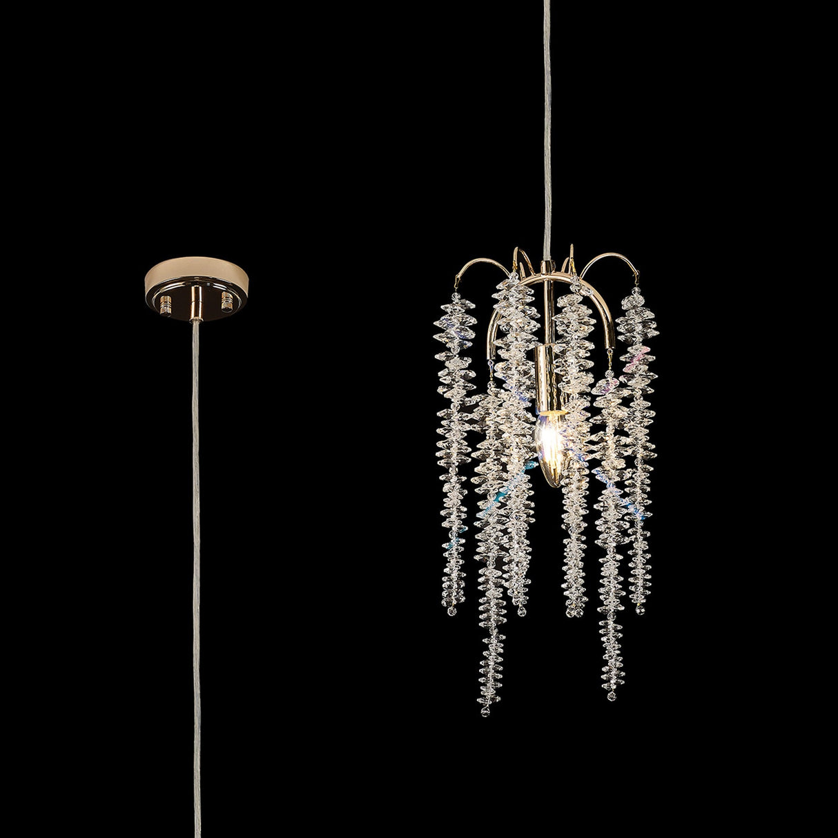 Wisteria 15cm Round 1 Light Crystal Pendant Light - French Gold