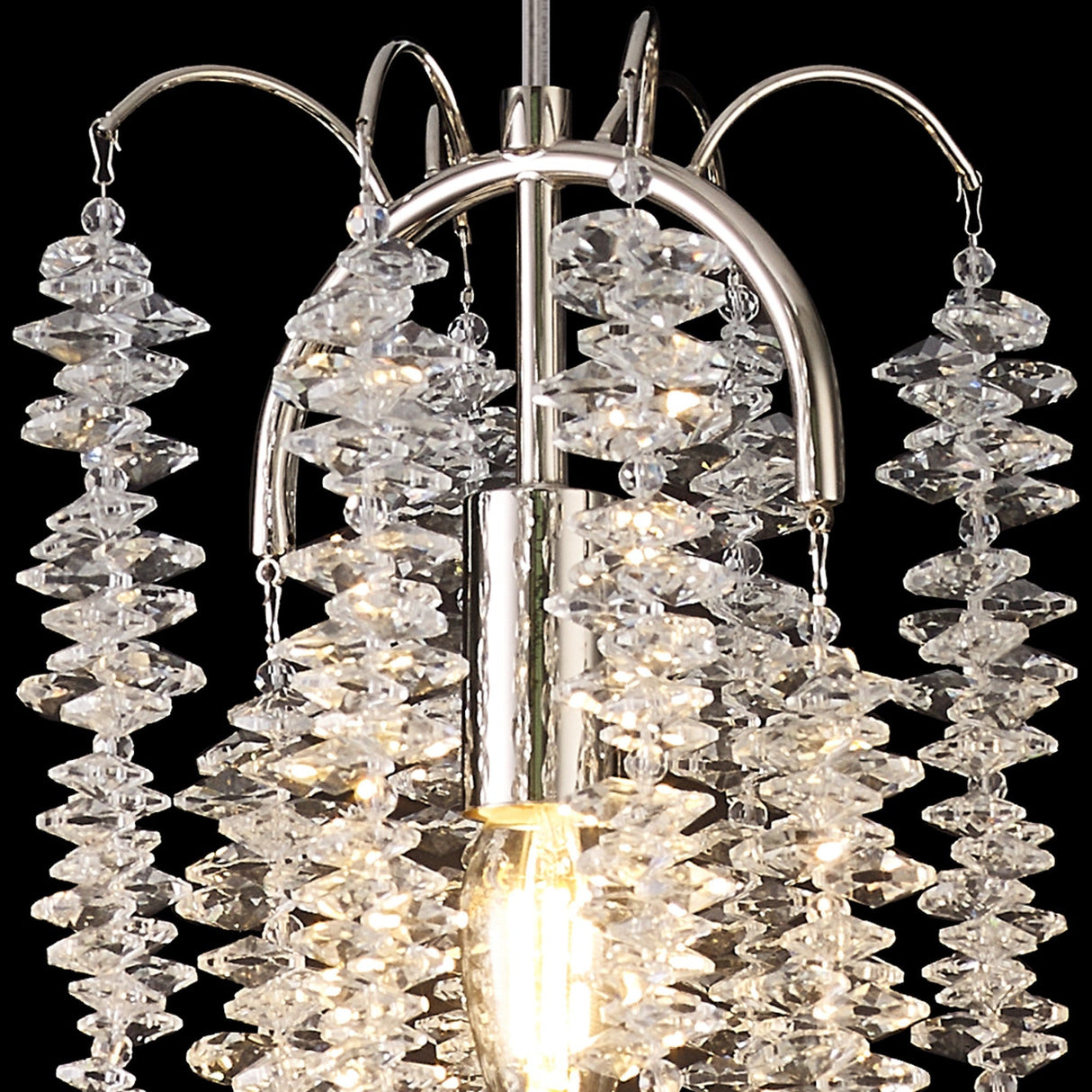 Wisteria 15cm Round 1 Light Crystal Pendant Light - Polished Nickel