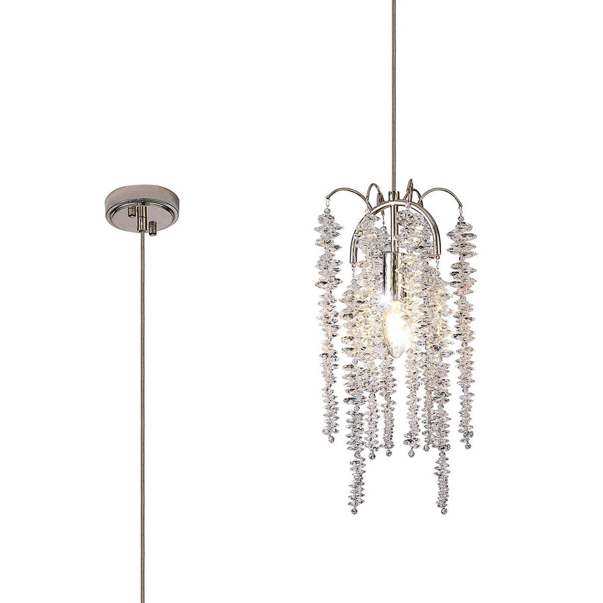 Wisteria 15cm Round 1 Light Crystal Pendant Light - Polished Nickel