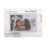 Mum 3D Letters Glass Photo Frame with Stand - Silver & Clear