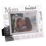Mum 3D Letters Glass Photo Frame with Stand - Silver & Clear