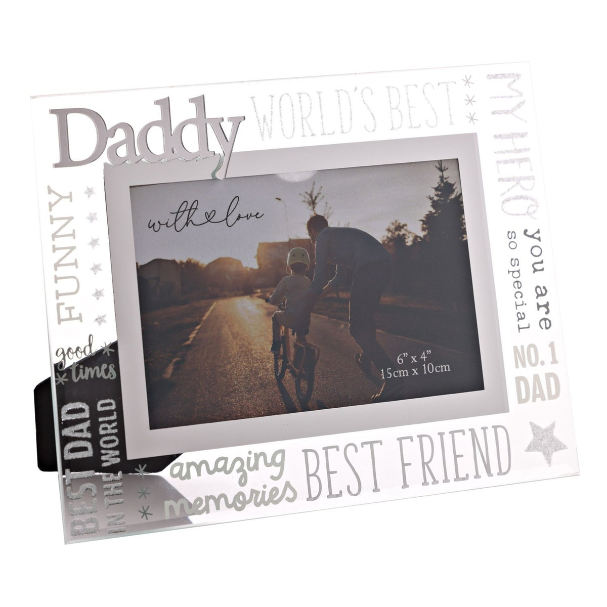 Daddy Glass Photo Frame with 3D Lettering - Silver & Clear