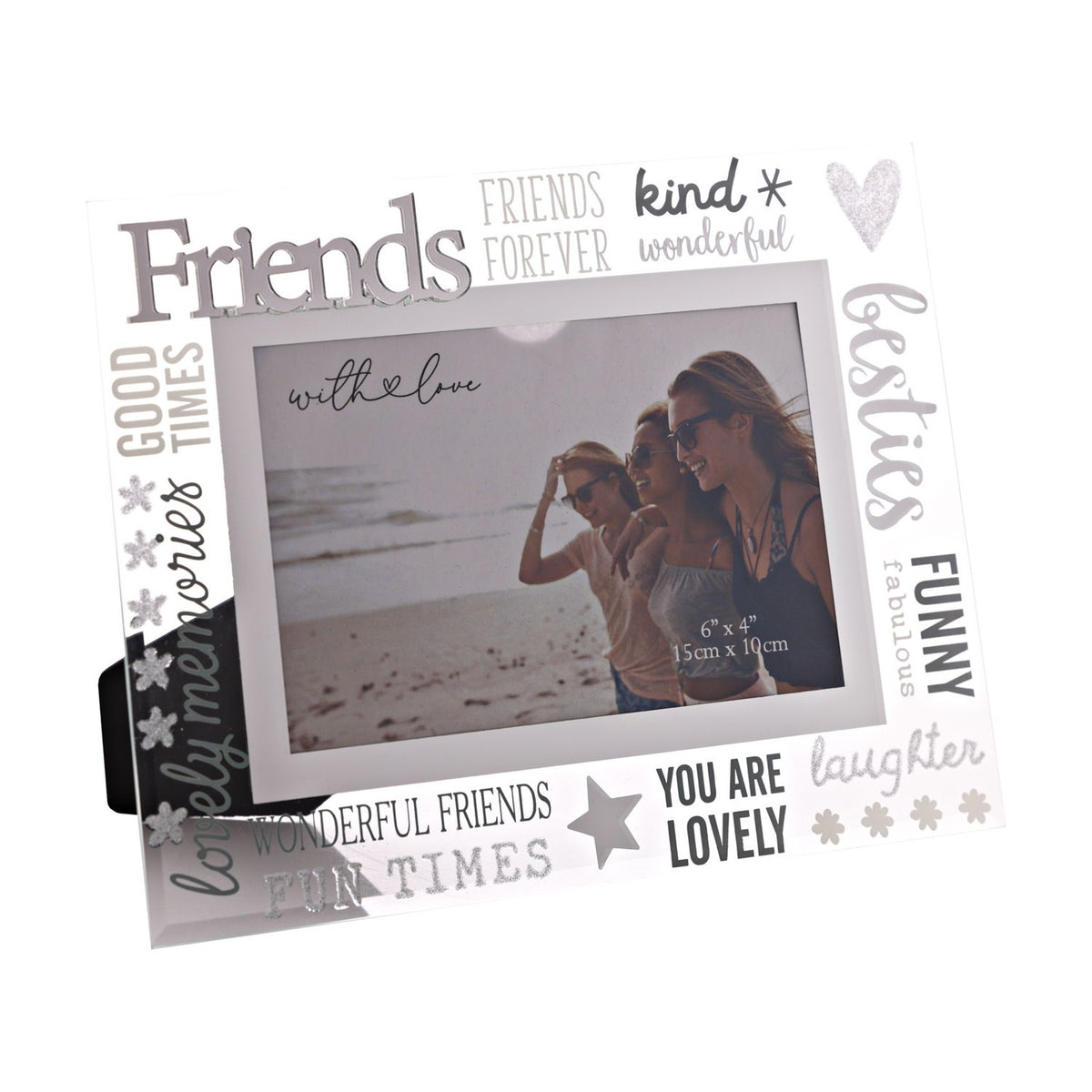 Friends Glass Photo Frame with 3D Lettering - Silver & Clear