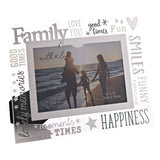 Family Glass Photo Frame with 3D Lettering - Silver & Clear